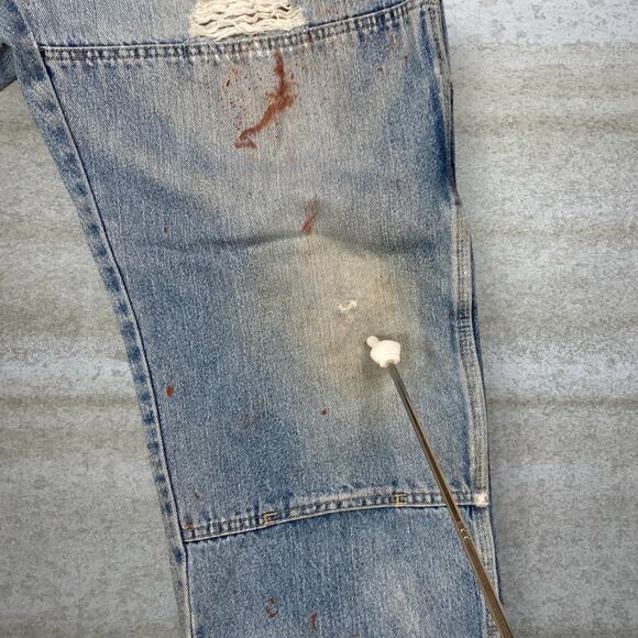 Vintage Dickies Carpenter Jeans Double Knees Baggy Wide Leg Light Wash Denim 90s - Picture 11 of 12